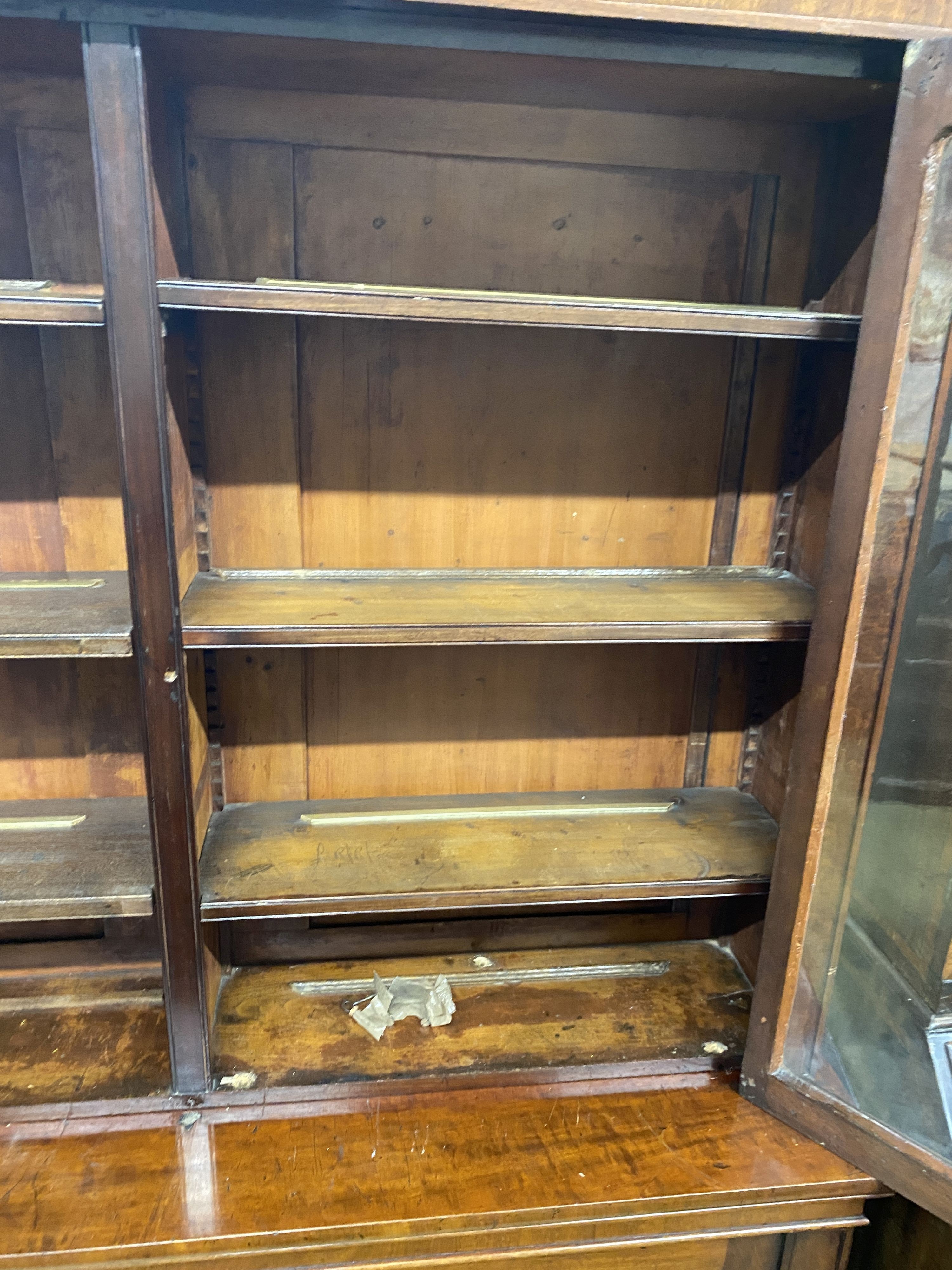 A Victorian mahogany library bookcase, length 140cm, depth 38cm, height 209cm
